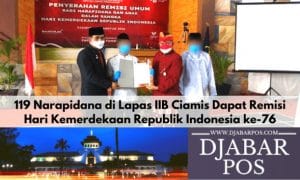 119 Narapidana di Lapas IIB Ciamis Dapat Remisi Hari Kemerdekaan Republik Indonesia ke-76