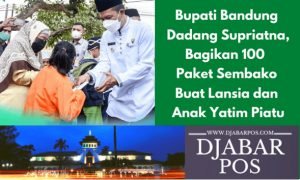 Bupati Bandung Dadang Supriatna Bagikan 100 Paket Sembako Untuk Lansia dan Anak Yatim Piatu