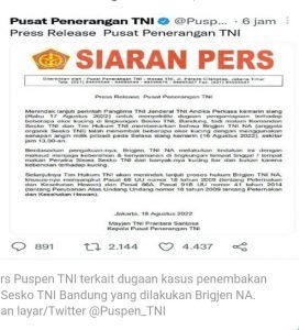 Panglima TNI Jenderal Andika Perkasa Perintahkan Penyelidikan, Brigjen TNI NA Tembak Mati Sejumlah Kucing