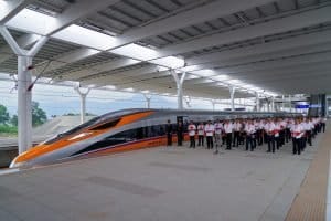 Presiden Joko Widodo dan Presiden Xi Jinping Saksikan Uji Coba OperasionalKereta Cepat Jakarta-Bandung (KCJB)