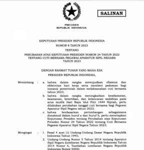 Presiden Teken Aturan Perubahan Cuti Bersama ASN Tahun 2023