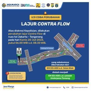 Tingkatkan Kelancaran Lalu Lintas di Ruas Tol Jakarta-Tangerang, Jasa Marga Lakukan Uji Coba Perubahan Lajur Contra Flow