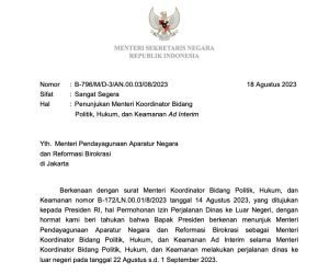 Mahfud MD Tugas Luar Negeri, Presiden Tunjuk Menteri PANRB Jadi Menkopolhukam Ad Interim