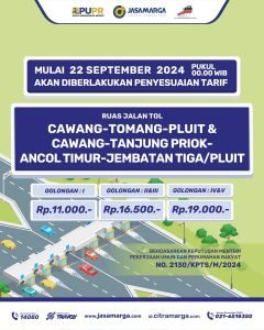Penyesuaian Tarif Tol Ruas Dalam Kota Jakarta Berlaku 22 September 2024 Pukul 00.00 WIB